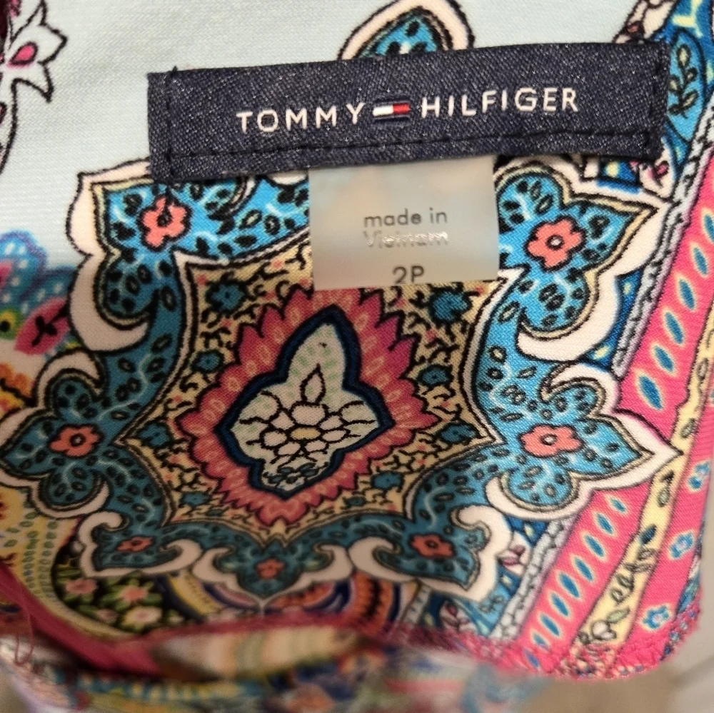 Tommy Hilfiger Jaipur Jersey Dress Sz 2P Multicolor Paisley 3/4 Bell Sleeve